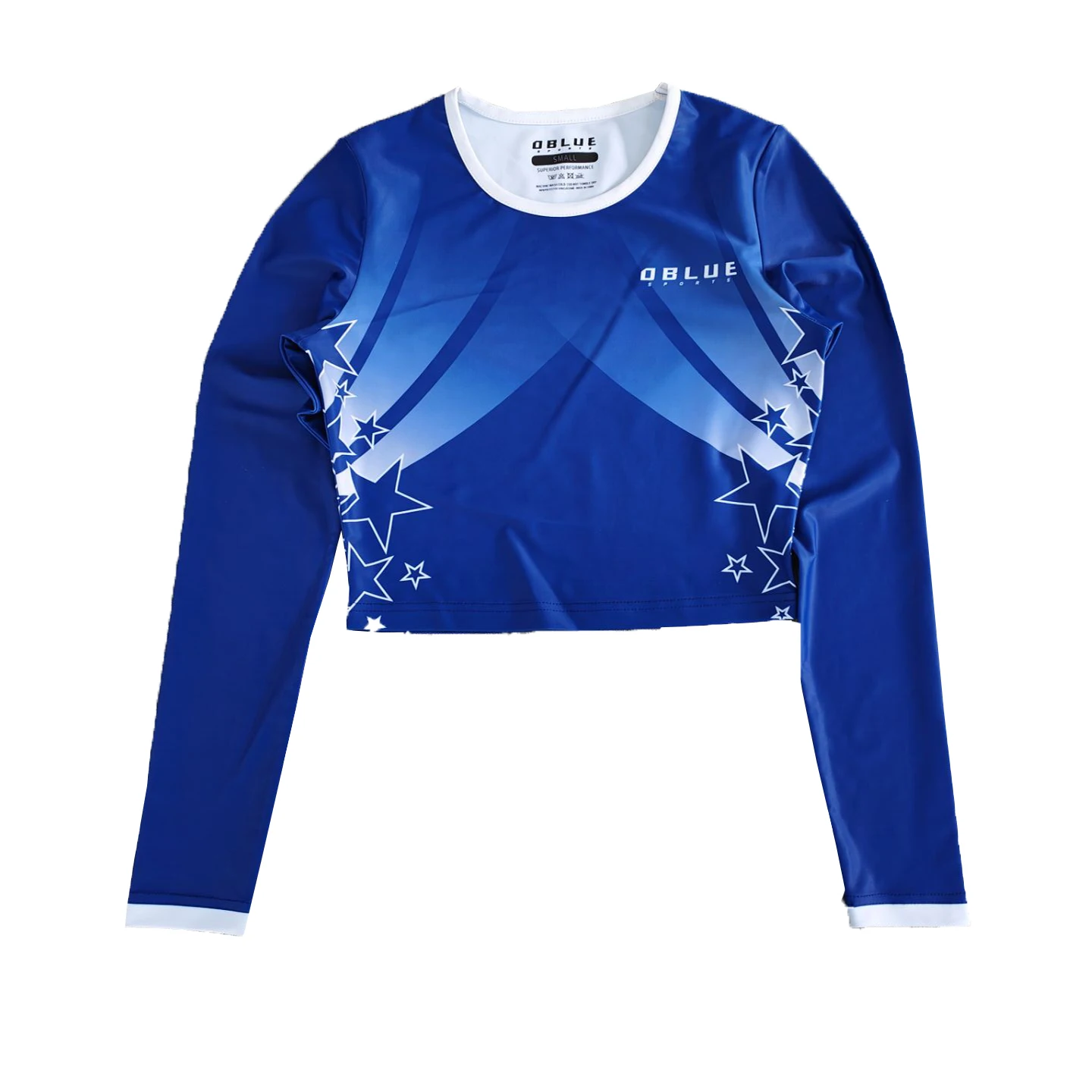 Custom Logo High Quality Blue and White Long Sleeve Cheer Uniforms Youth Cheerleading Uniforms