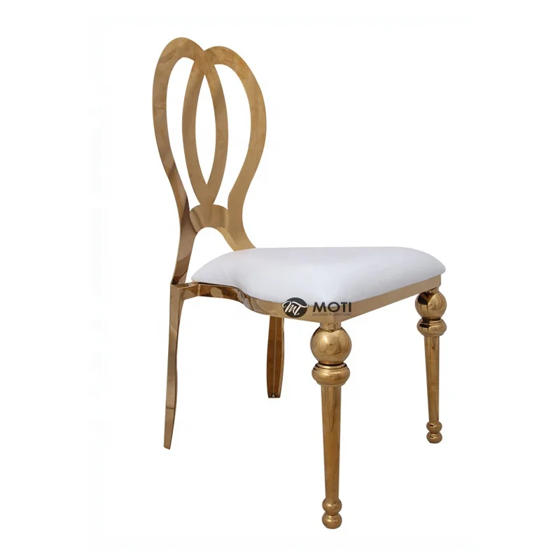 Luxury design furniture rose gold stainless steel banquet chair for wedding dining
