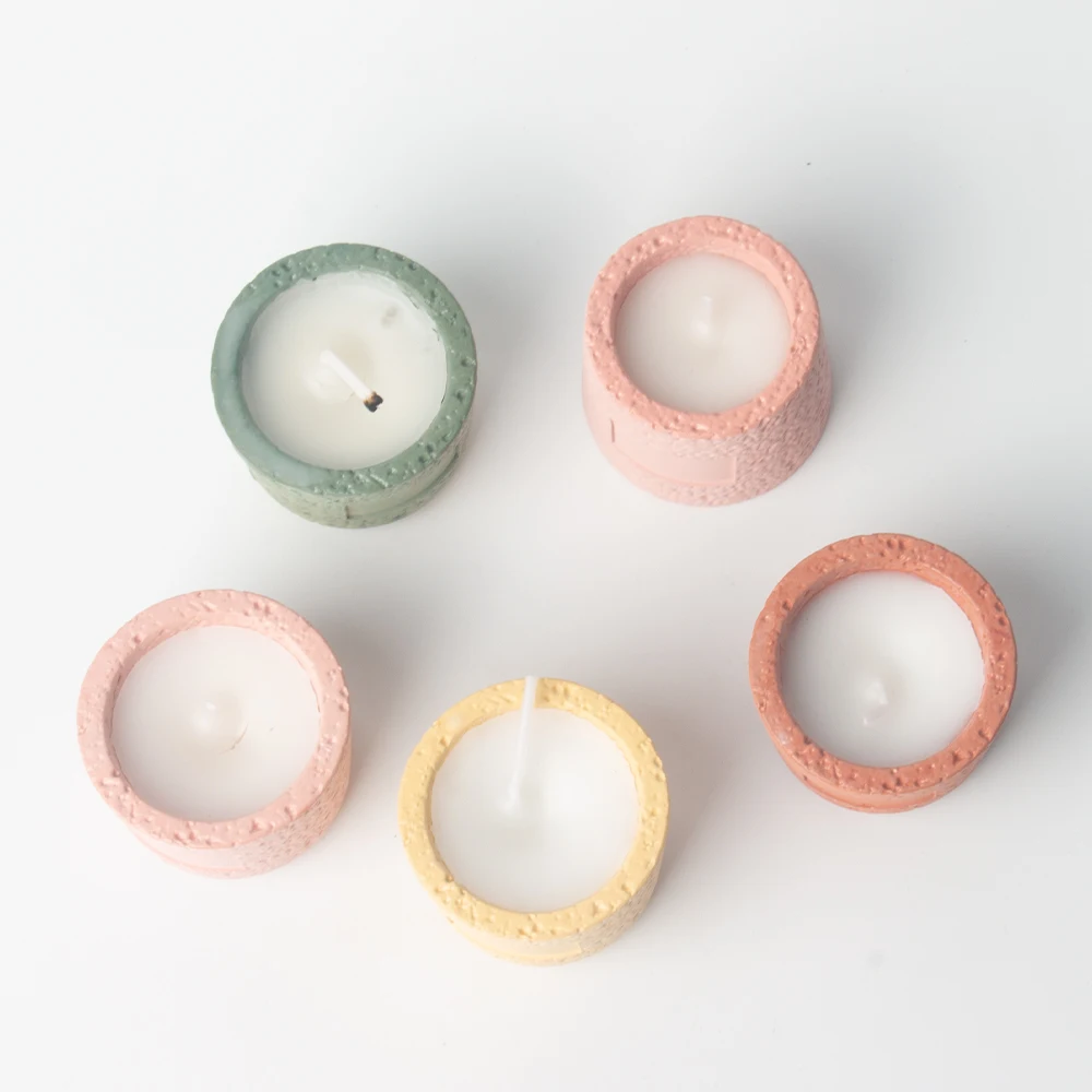Wholesale Candle Jars Custom Engraved Logo Small Cement Candle Holder Vessels for Home Decoration Candle Containers for Scents