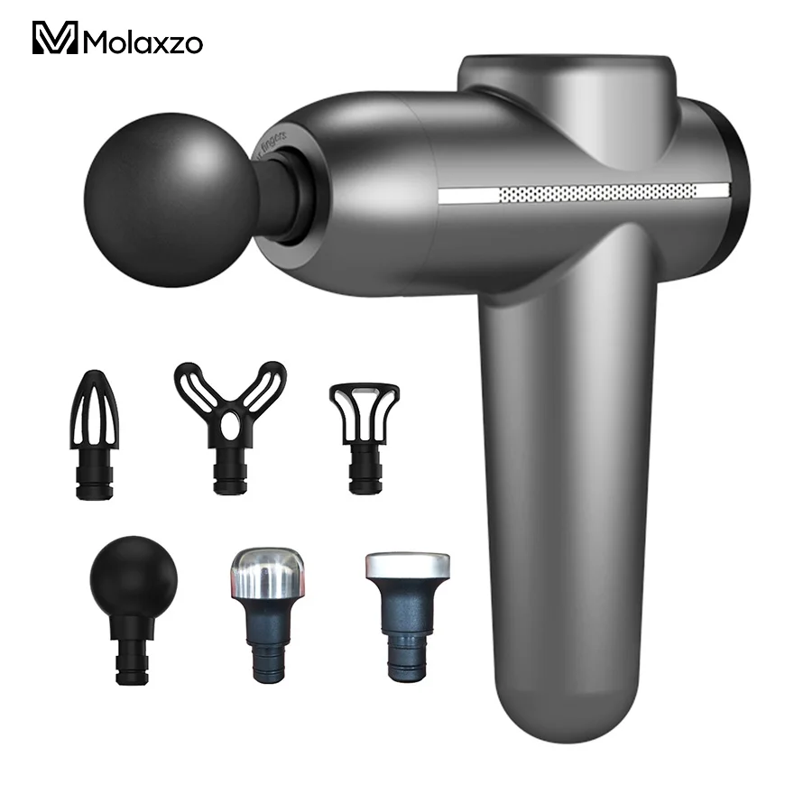 
ultra-quiet percusive massage gun model Deft 3500rpm 6 changeable massage heads muscle massager 