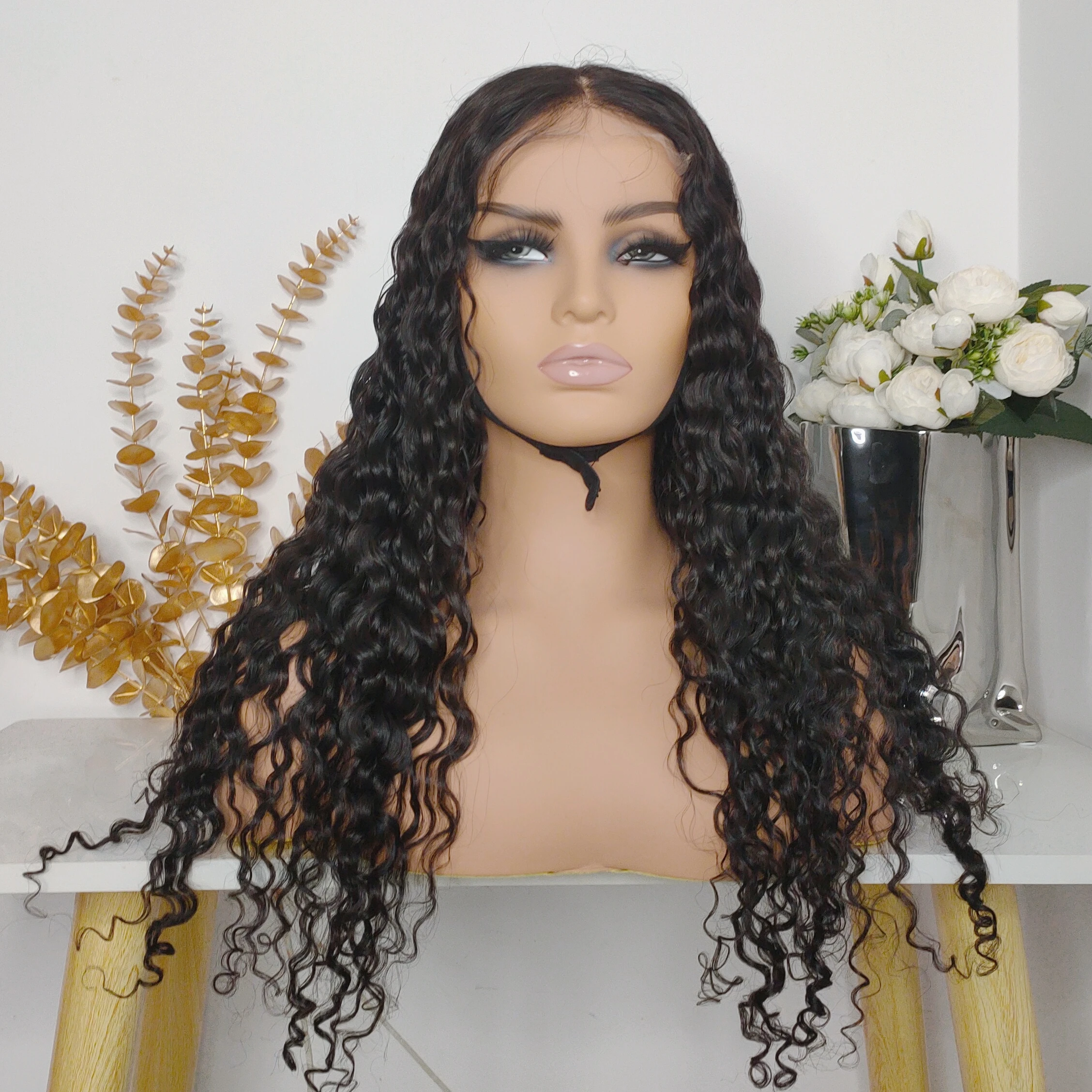 New Cambodian Human Hair Lace Front Wigs Curly Loose Deep Wave Hair Wigs HD Swiss 5*5 Human Unprocessed Virgin Hair 180% Density