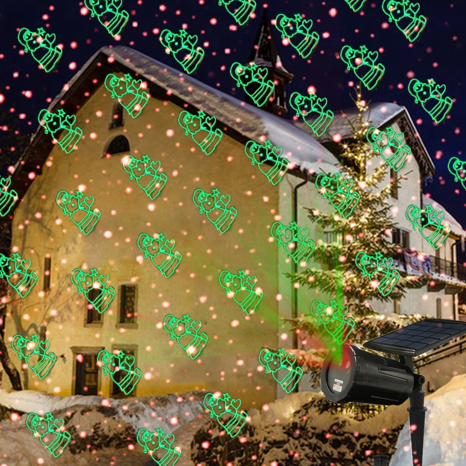 KSWING Solar Outdoor Garden Laser Party Light  Christmas Pattern Moving Night Light Projector garden light