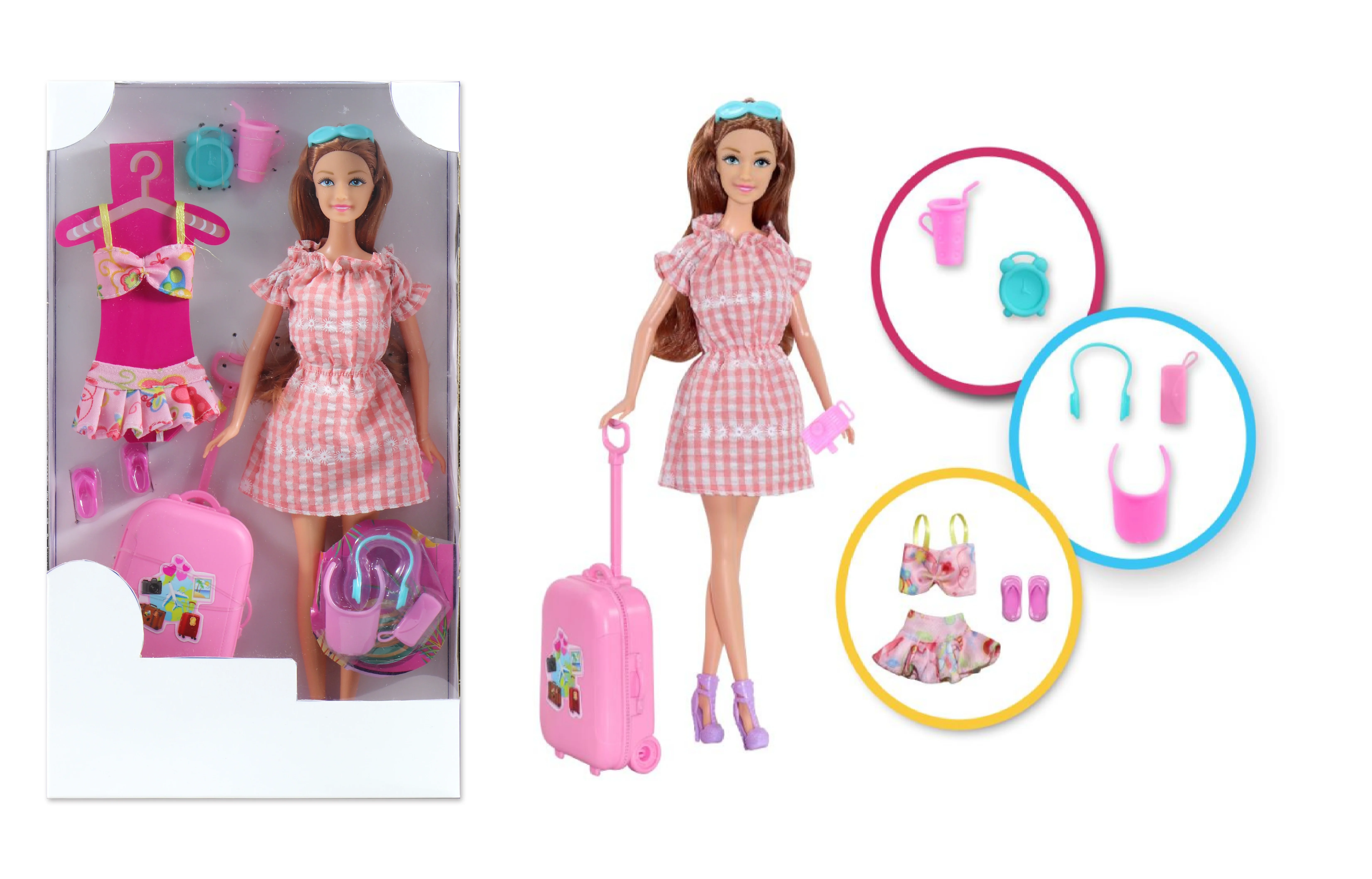 fashion doll  bath set = 1 doll +bathtub + 1pet + 1 Doll Dresses Clothes +10pcs   Accessories for 11.5inch Girl Toy Gif
