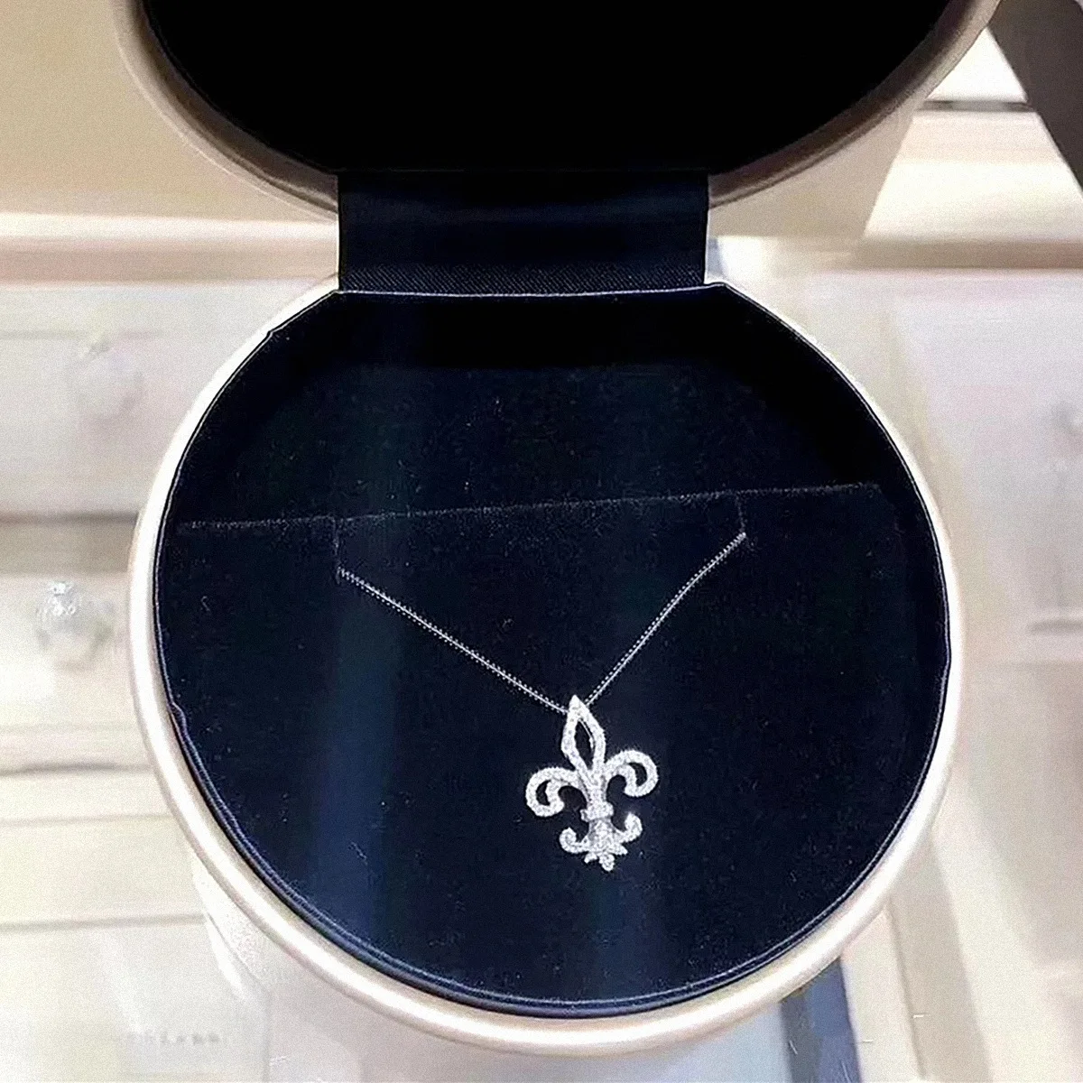 Pave Brilliant Iris Flower Luxury 925 sterling silver Necklace