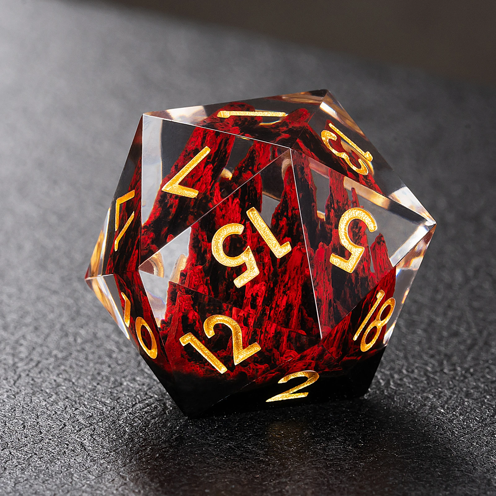 Beautiful Mountain Stone Inside Polyhedral Dice Sharp Edge Resin Dice Set For Dnd Game