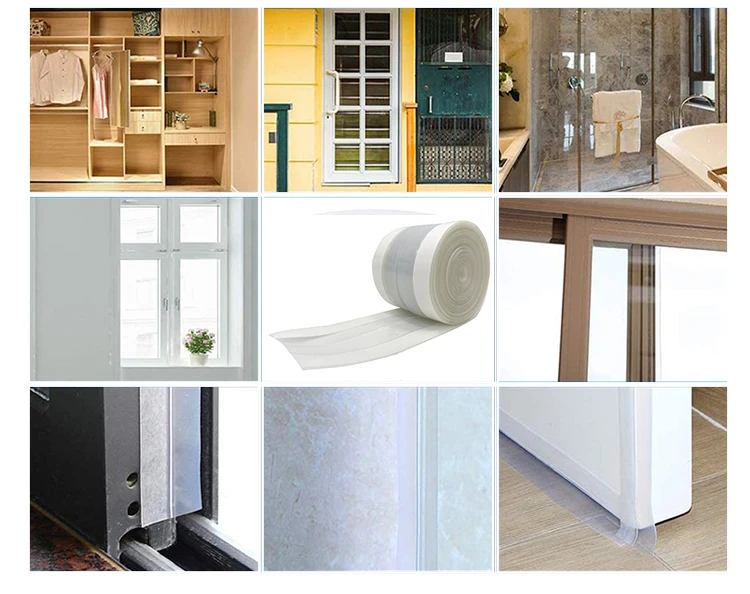 ANTI Custom Waterproof Self Adhesive Silicone Rubber Sealing Strip For Door Bottom Seal & Shower Glass Gaps