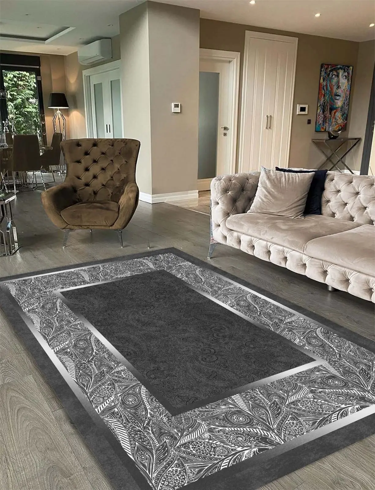 Блестящий мраморный коврик с эффектом современного серого черного цвета большой площади ковер 300*400 см