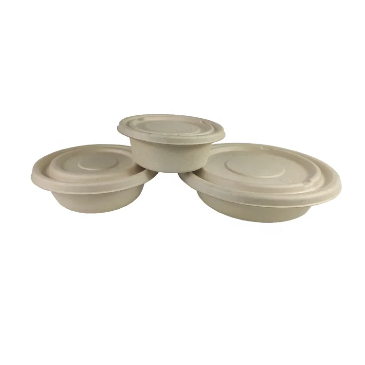 Tomato Compostable Disposable Sugarcane natural bowls with lids