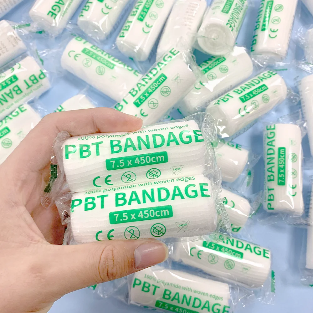 7.5cm x 4.5m PBT Elastic Bandage Medical Supply Conforming First Aid Gauze For Wound Dressing Emergency Care Cotton