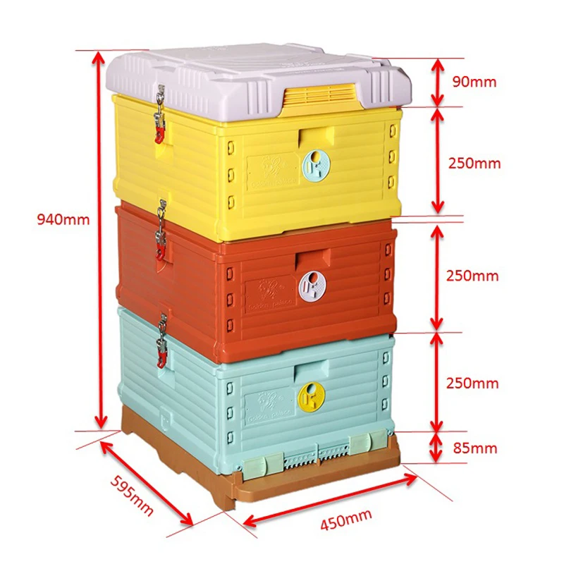 Hot Sale 3 Levels Plastic Bee Hive for Beekeeping 10 Frames Thermo Beehive
