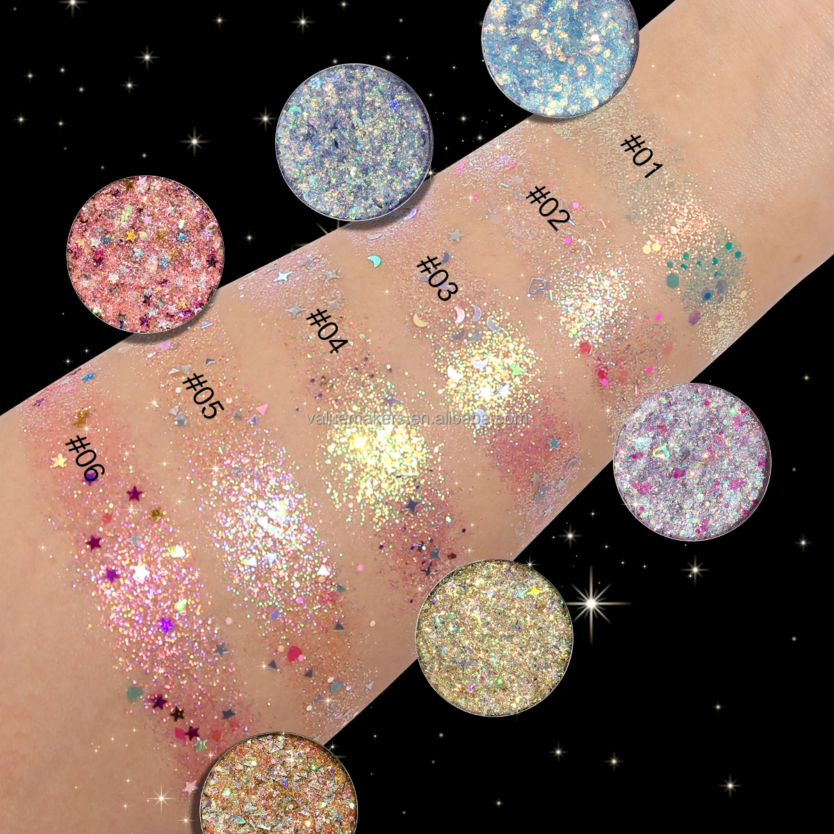 private label single holographic sequin eyeshadow pressed powder shiny single shape chunky flake for christmas eyes body make up