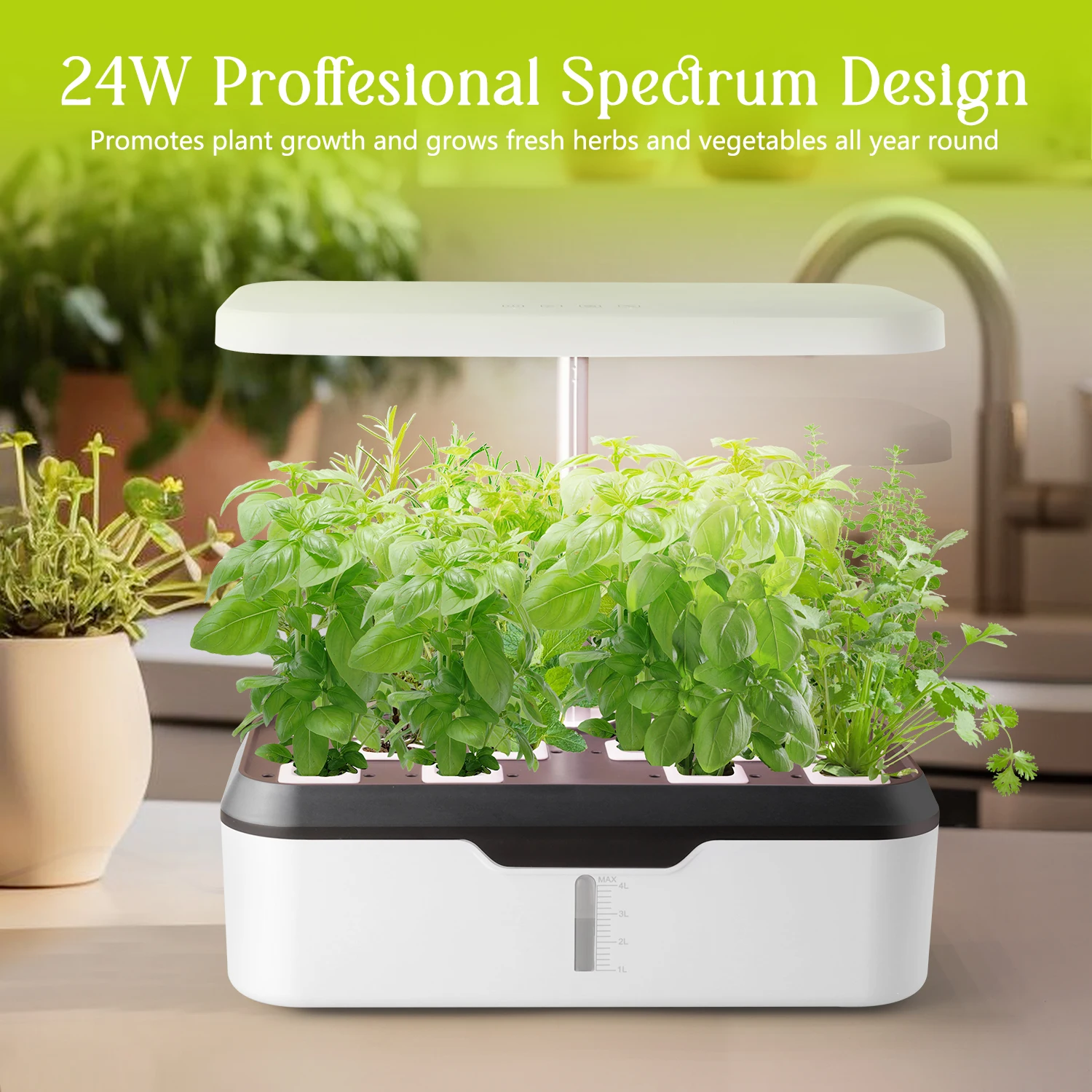 J&C Growing system hydroponics flowerpot grow system Horticulture Led Grow Light seeling kit water pump