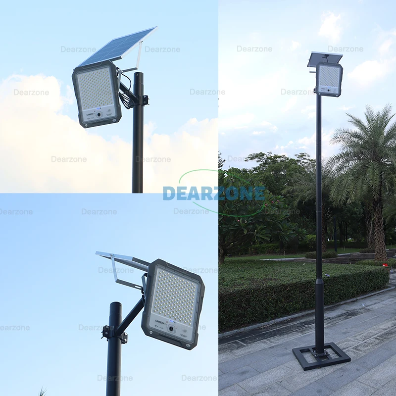 2024 Latest CCTV Camera Landscape Projector Lamp IP65 Waterproof Outdoor Led Solar Flood Lights with Sensor