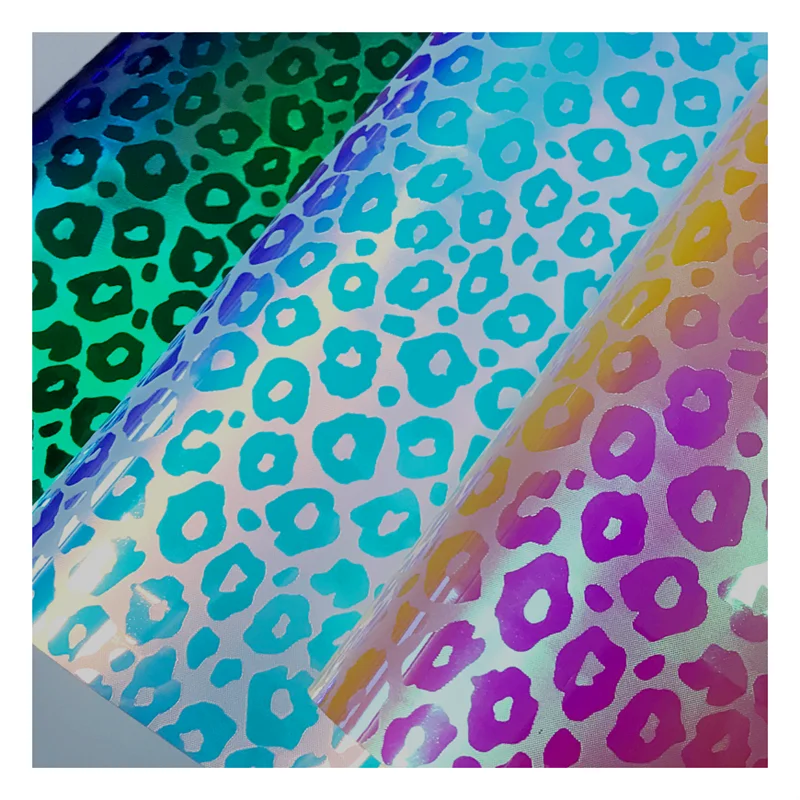 
 Leopard print vinyl holographic tpu fabric for purse  