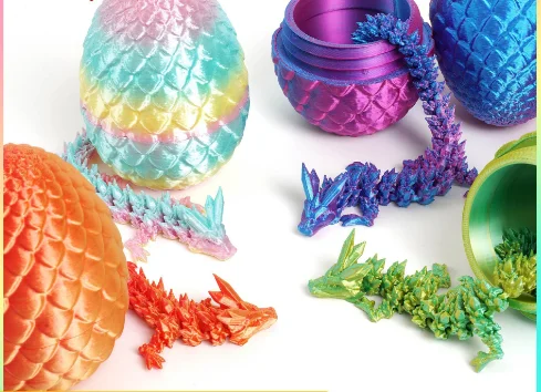 3D Printed Unisex Dragon Egg Gem Crystal Ornament Set Colorful Decoration for Play Hand Gift Creative Trendy Dragon Egg Ornament