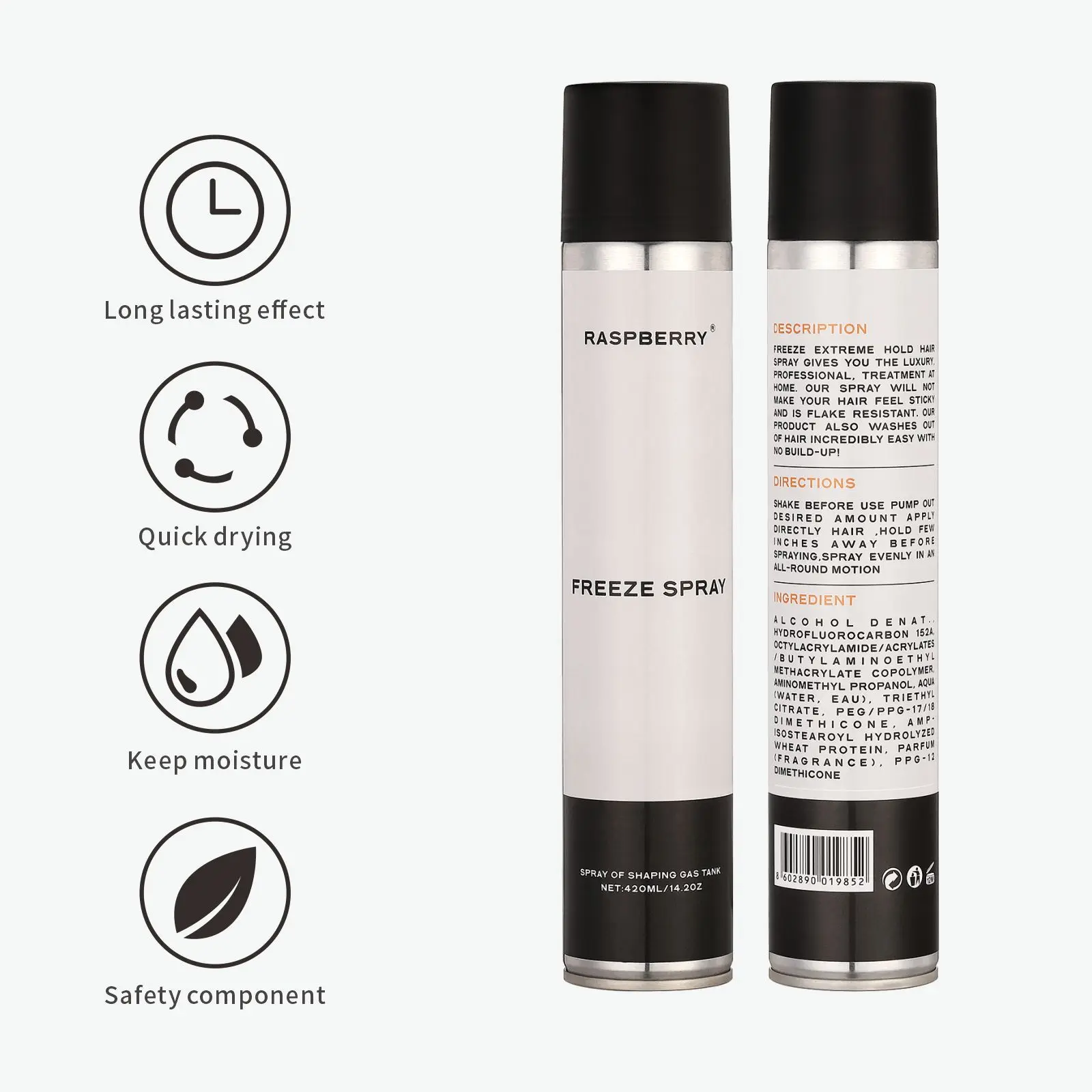 New Arrivals Private Label Strong Hold Hair Styling Spray Fast Dry Custom Your Logo High Quality Hair spray For Men