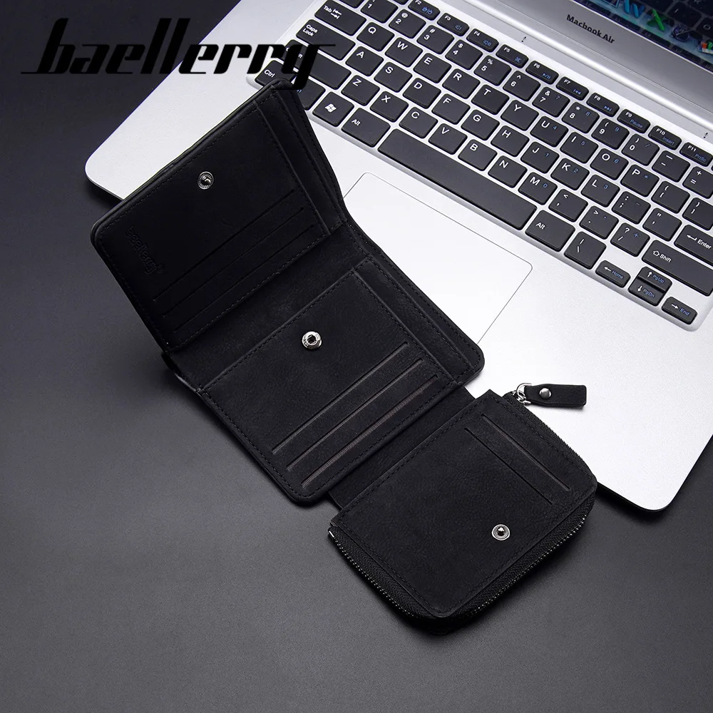 Wholesale PU Leather Men Wallet New Design Zipper Pocket Fashion Card Coin Holder Portable Men Short Mutli-Card Wallet