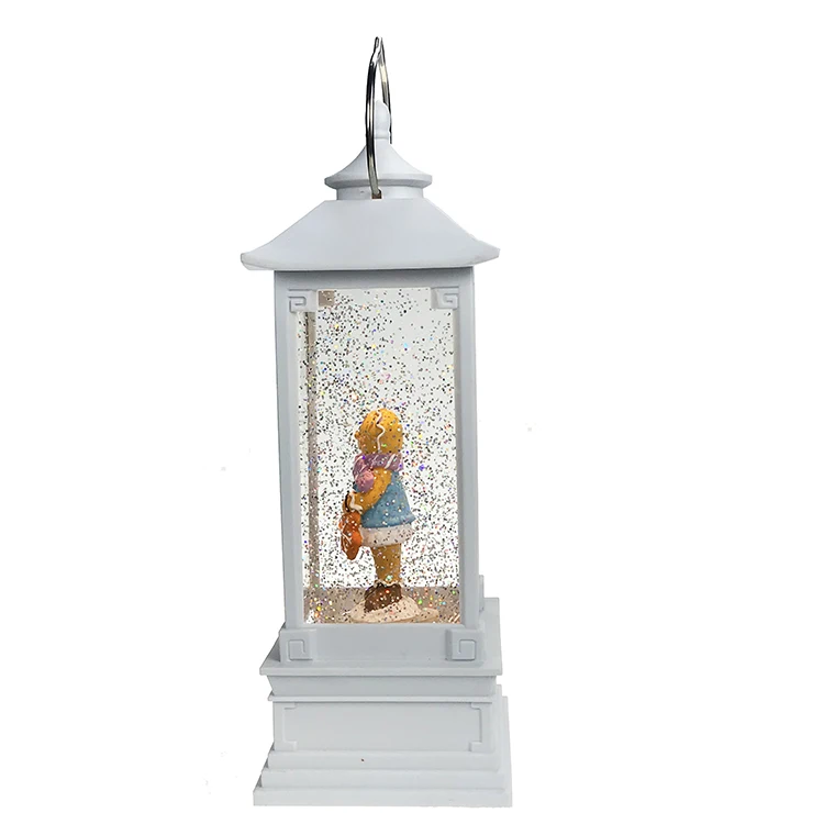 
Timer Glitter Snow Snowing Lamp Led Battery Light The Gingerbread Man Christmas Lantern Water Globe 