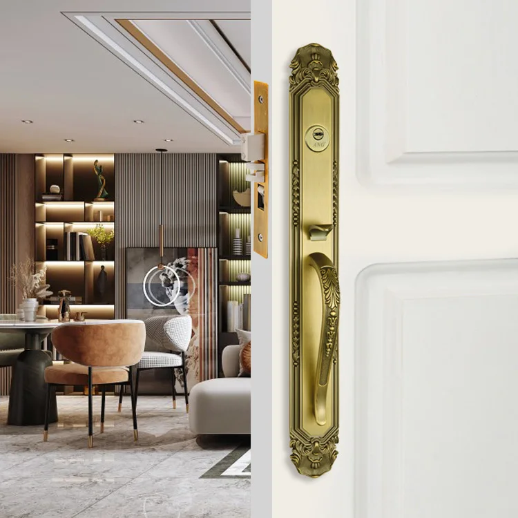 Европейский стиль Бронзовый латунный раздвижной цинковый сплав Античный Железный дверной замок для автоматической раздвижной двери сада