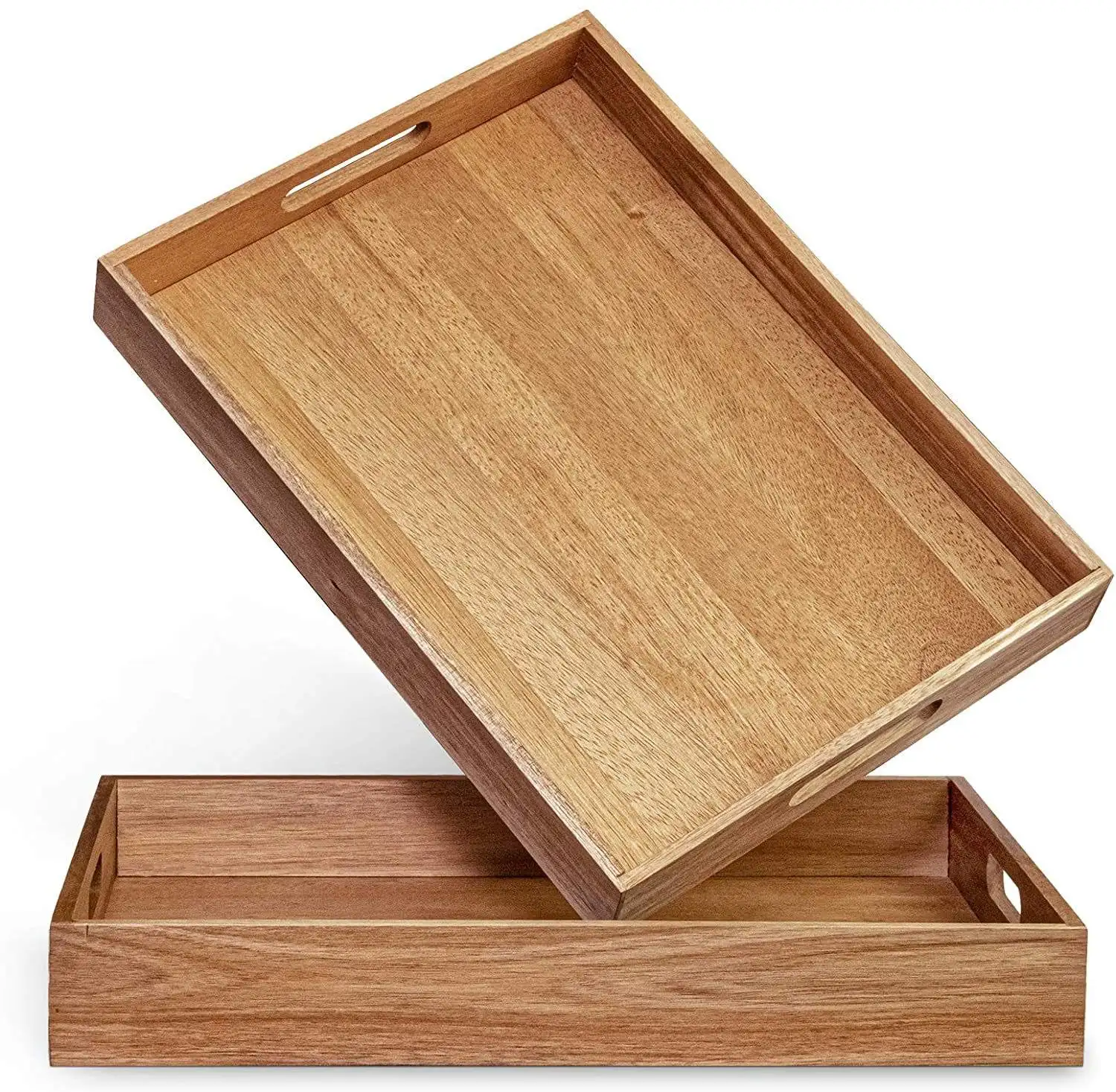china manufacturer wholesale walnut wooden good price coffee burger wine fruit cake chocolate  serving tray with handles