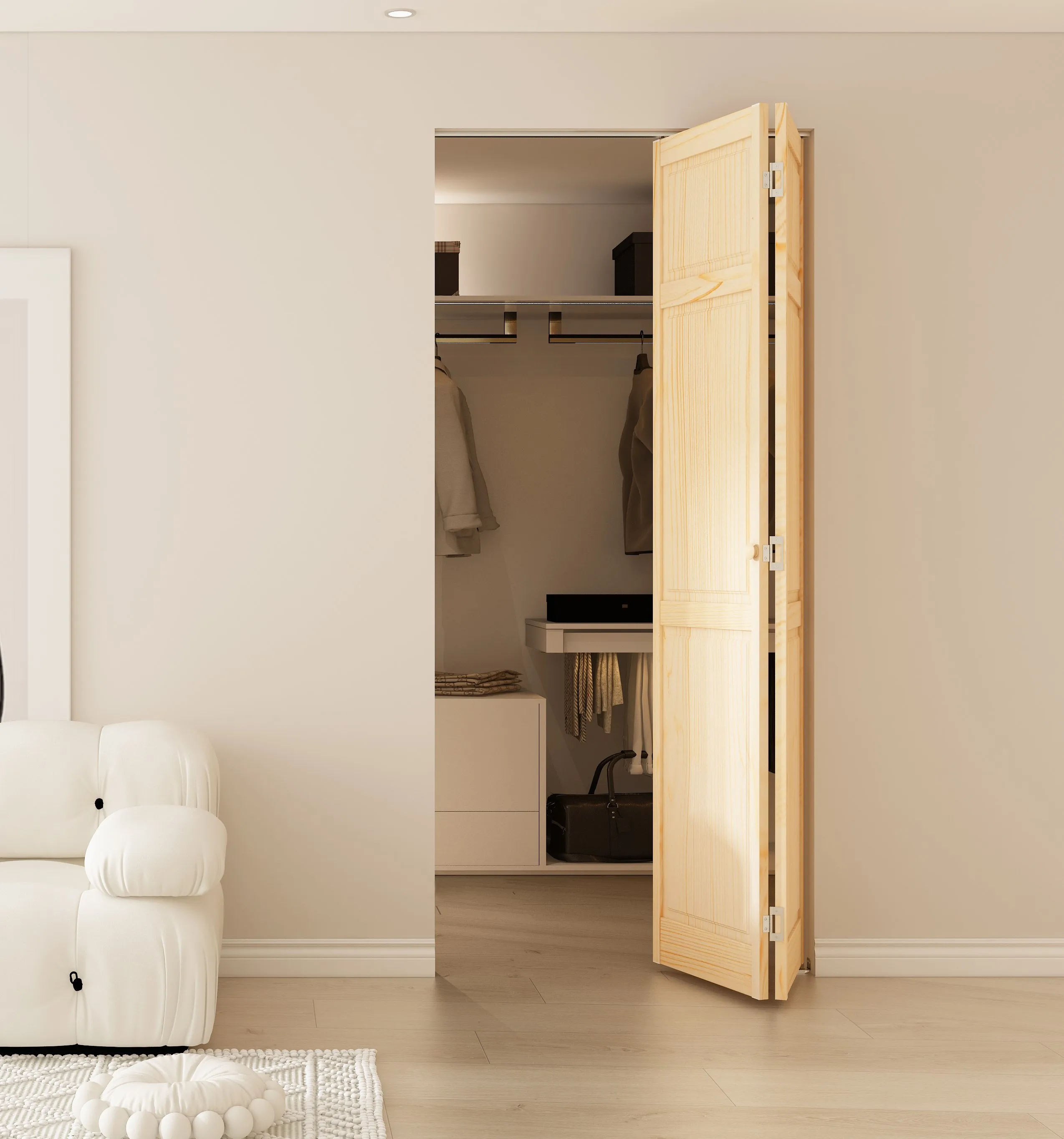 LPP Interior Wooden Door, Steel Track Bi-fold Sliding Door Hardware For Closet or Wardrobe