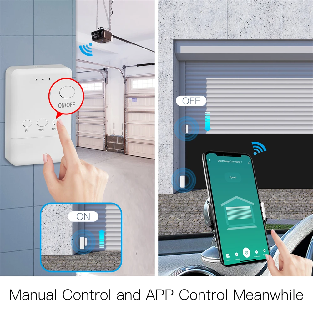 No Need Wiring Smart Garage Door Opener Kit for Rolling Garage Door Motor Tuya Wifi Remote Control Open Close Monitor Position