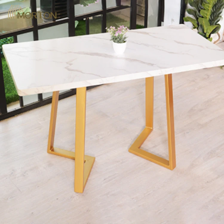 Commercial furniture plywood top with laminate metal legs dining table for coffee shop use