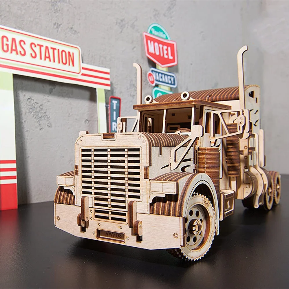 Professional OEM ODM Factory laser cutting Model kit 3D mechanical  assemble puzzles wooden for Adults