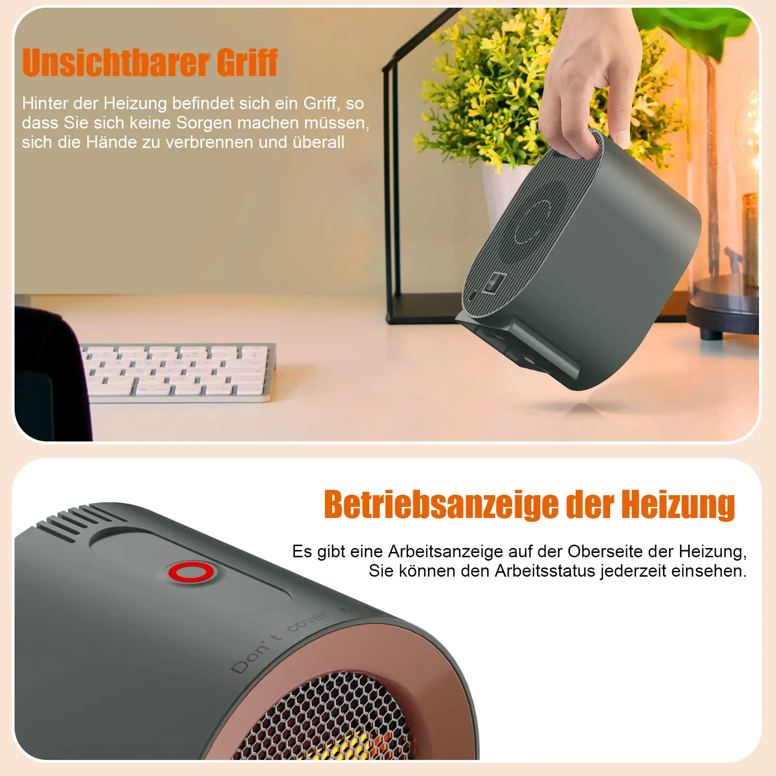 Maist 2-speed Portable 1200W PTC Ceramic Heat Mini Low-noise Portable Electric Fan Heaters Household Space Heaters