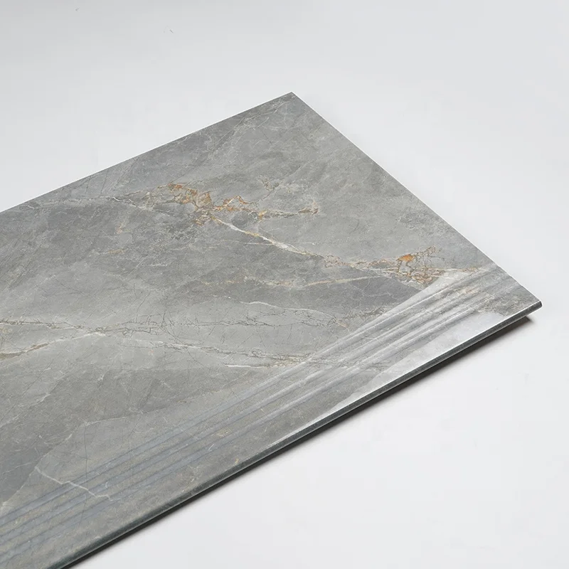 Внутренняя мраморная фарфоровая противоскользящая ступенчатая плитка для лестниц и подступенек роскошного дизайна с глянцевой отделкой