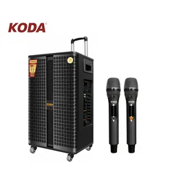 Big battery  BT  Sound system wireless wooden portable trolley speakers with guitar input SD USB