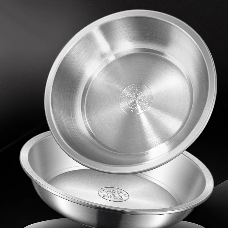 2024 news product round shape unbreakable hotel serving metal 316 stainless steel dinnerware dinner set luxury dishes & plates