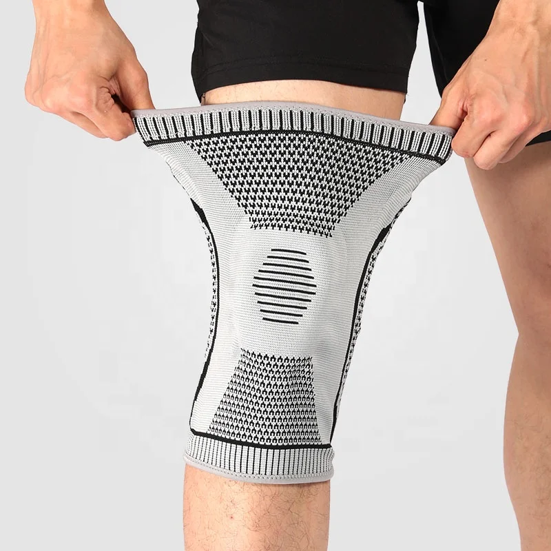 Breathable nylon compression knee sleeve support with patella gel and side stabilizer