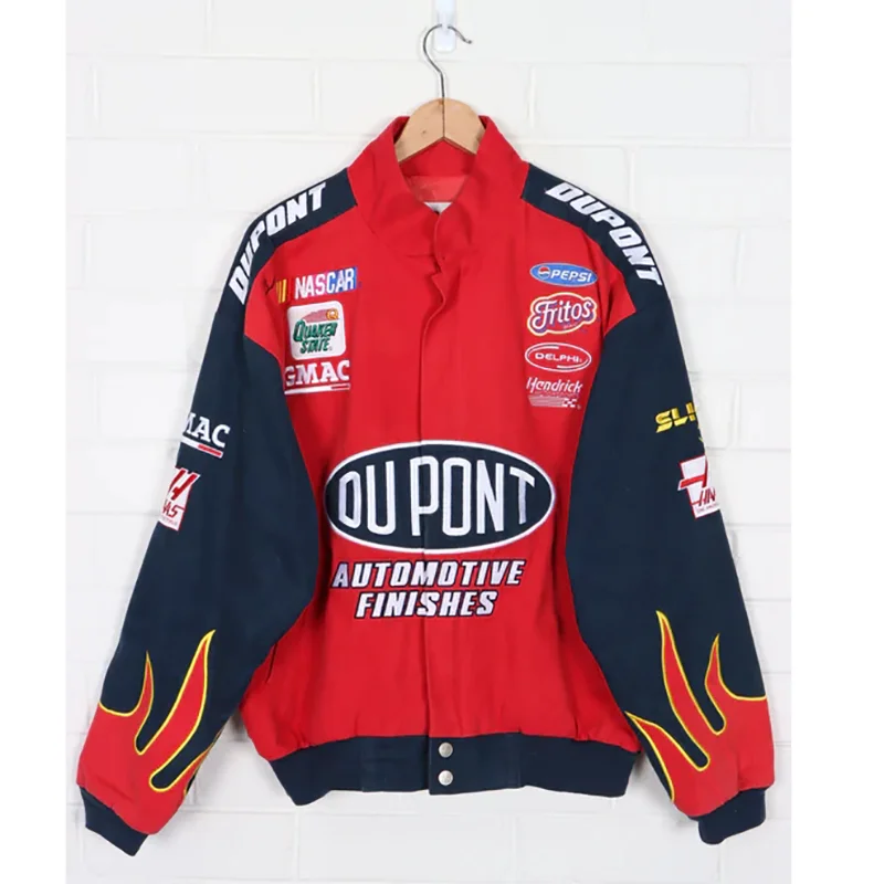 90s Heavyweight Custom Design 100% Twill Cotton Color Blocking Embroidered Button Up Men Bomber Vintage Racing Jacket