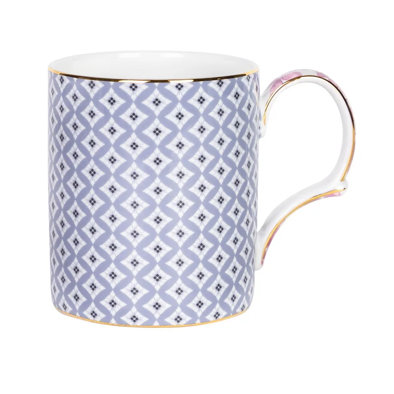 Chinese luxurious blue porcelain tea cups classical design in-glaze blue flower printed ceramic coffee cup and saucer