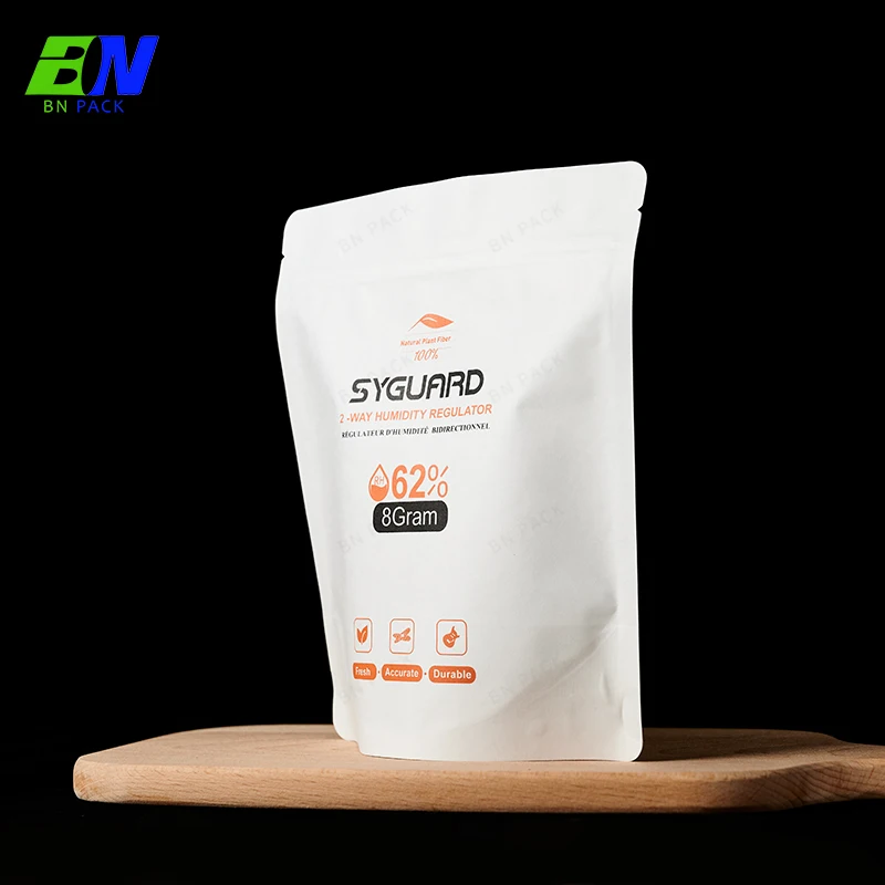 Eco Friendly Corn Starch Based Zip Lock Paper Packaging Compostable Biodegradable Pla Lined White Kraft Paper Stand Up Bag