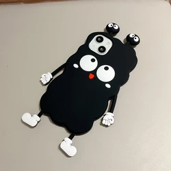 3d cute cartoon coal ball doll designs pattern mobile phone silicone case cover for iPhone 14 13 12 Pro Max silicon case cover