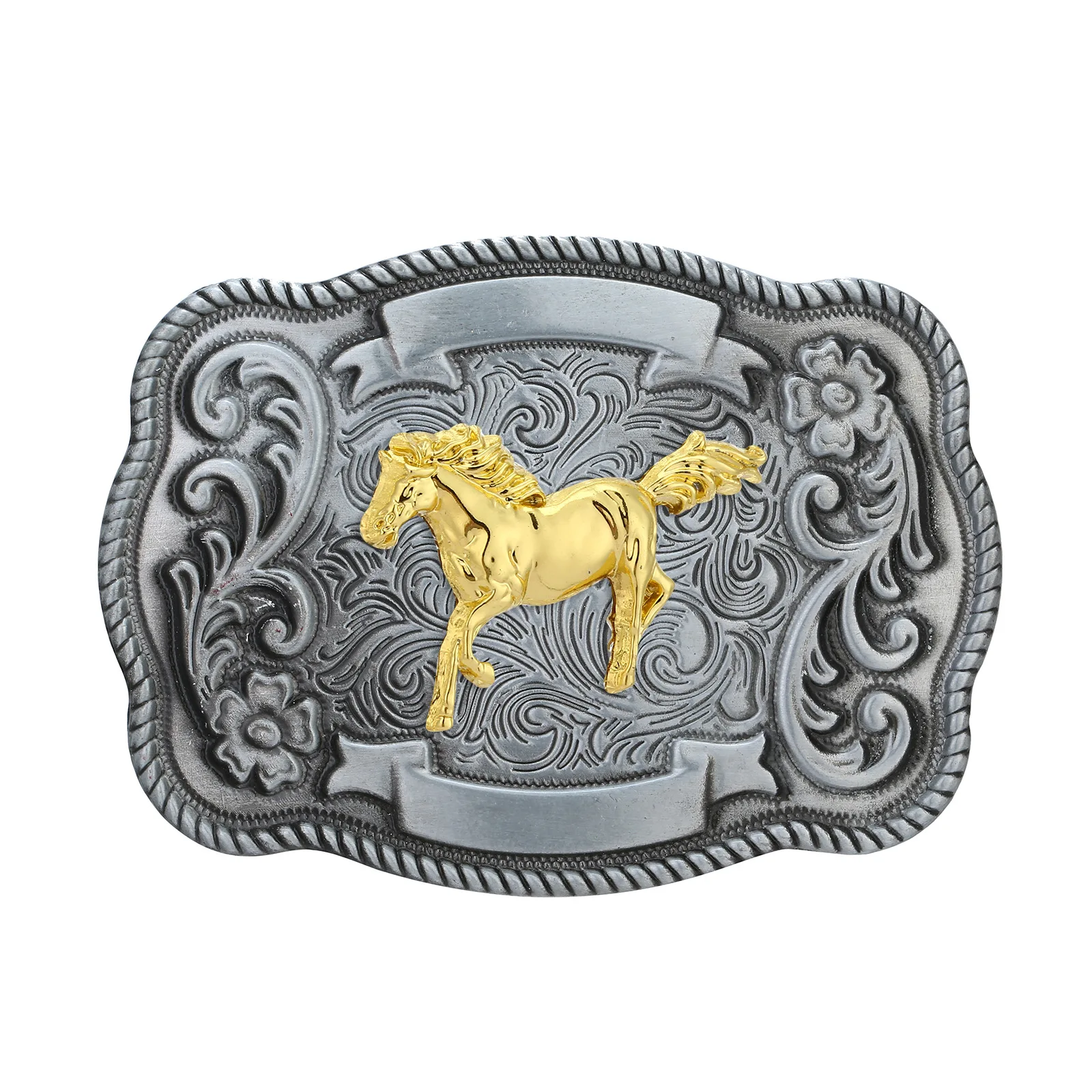 2024 professional manufacturer custom Zinc Alloy animal belt buckle double plating color Western belt buckle for belts