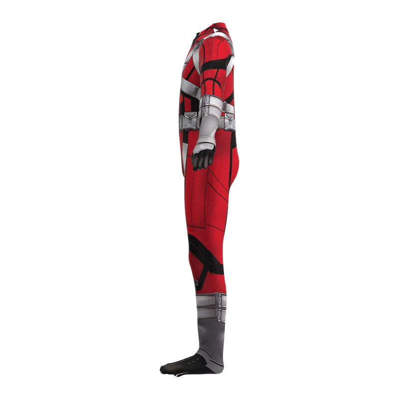 China Factory Winter Guardian Costume Superhero Red and White Guardian Zentai Suits for Men for Halloween TV & Movie Costumes