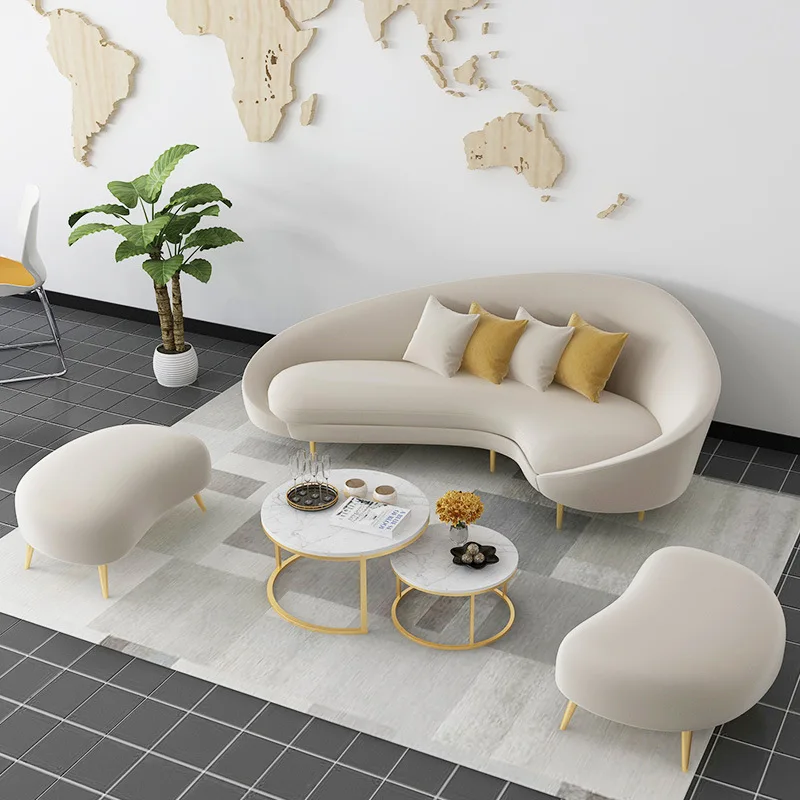 Nordic modern sofa set light luxury furniture combination company living room double sofa cloud fabric sofa chair