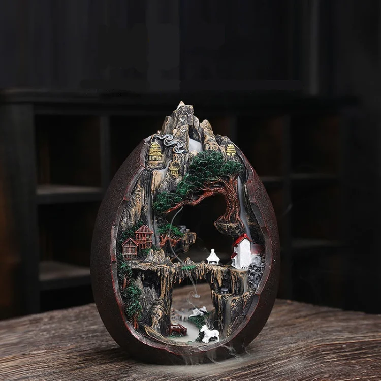 New Resin Backflow Incense Burner Lotus Incense Burner Home Decoration Incense Cone Holder Home Ornaments Crafts Gifts