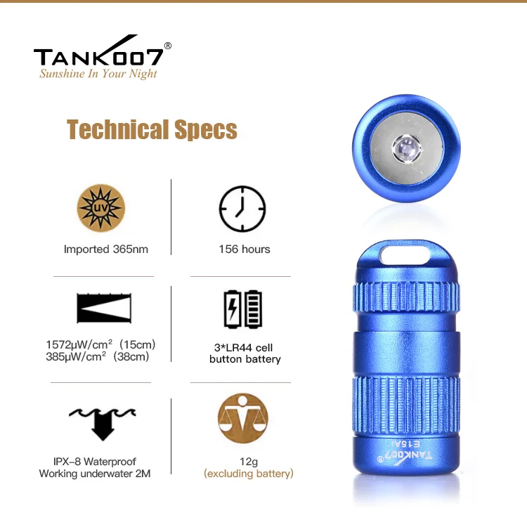 Tank007 Small Custom Logo FlashLight Mini Keychain Flashlight OED ODM LED Torch Light Powerful Finger Torch Aluminum Flashlight