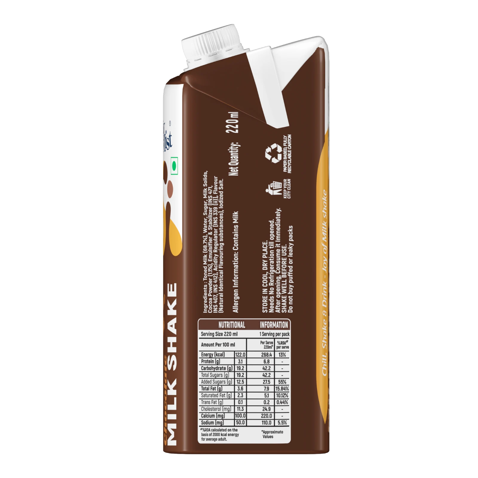 MILK SHAKE CHOCOLATE 220ML