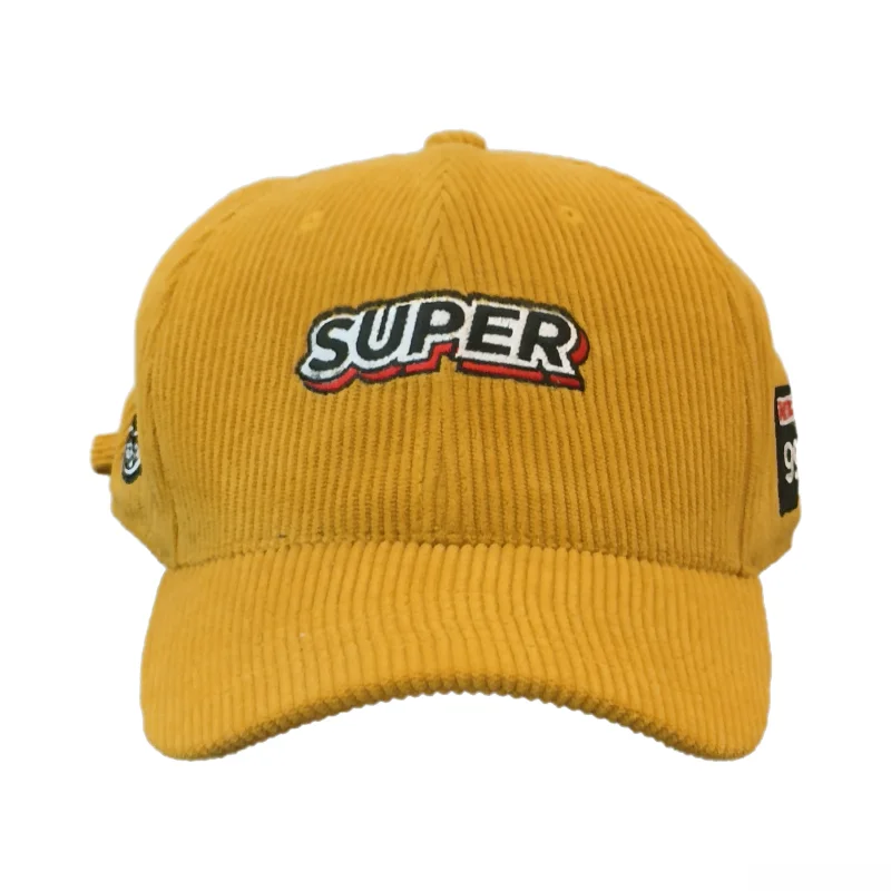 Personalized Embroidered Logo Yellow Sports Cap, Vintage Washed Comfortable Cotton Baseball Hat Gorra for Men