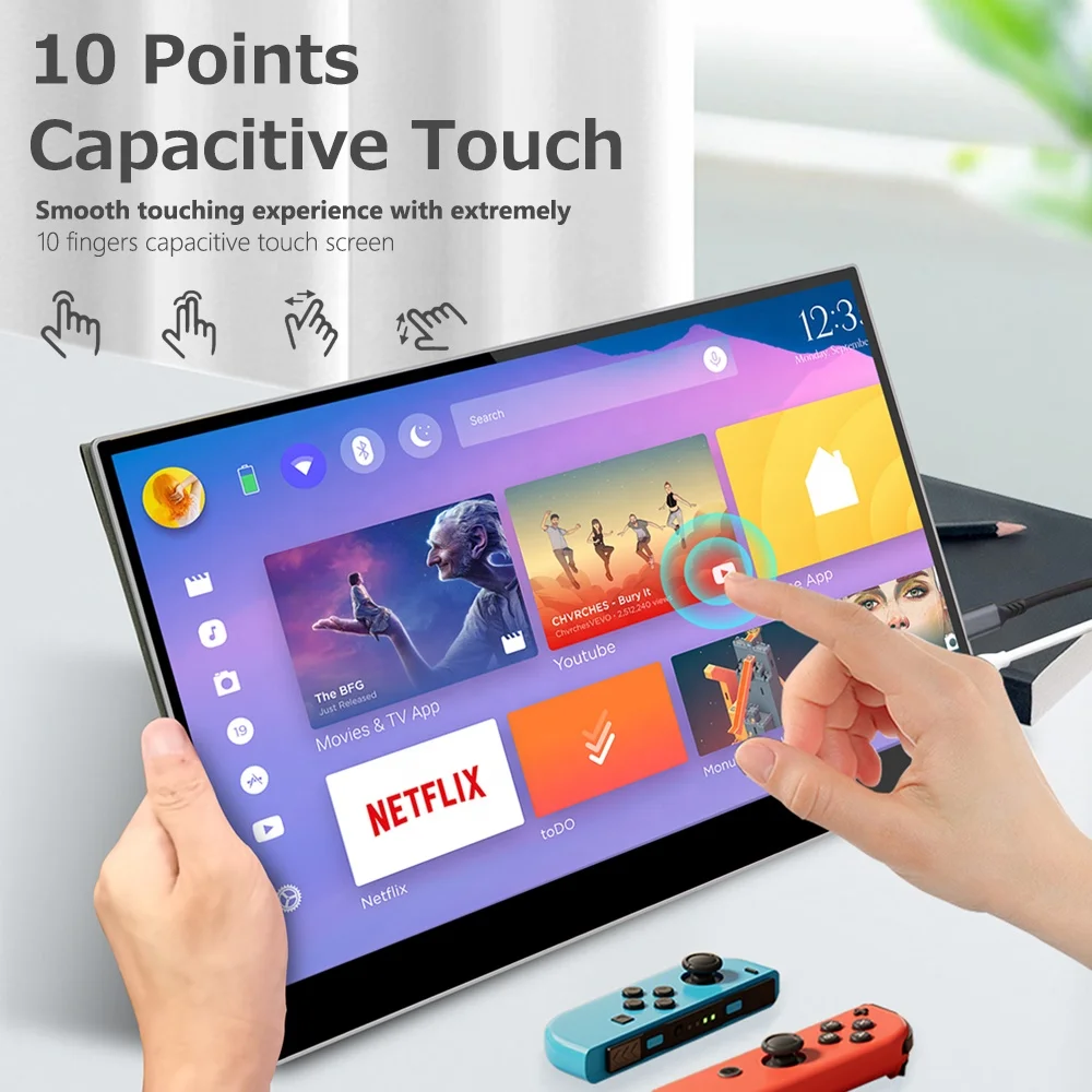 15.6 inch Touch Screen Portable Monitor 4k Laptop Gaming Monitor with Type-C connect with Phone Laptop