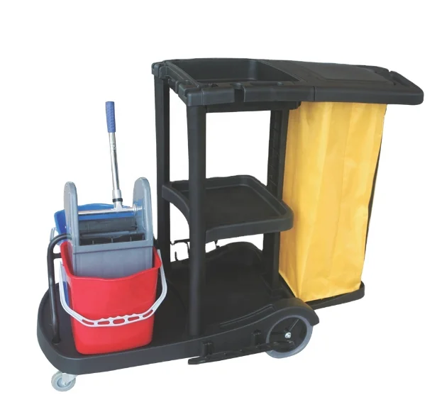 Commercial Cleaning Supplies Folding Cleaning Cart Multifunction Janitor Housekeeping Carts Hotel Cleaning Trolley