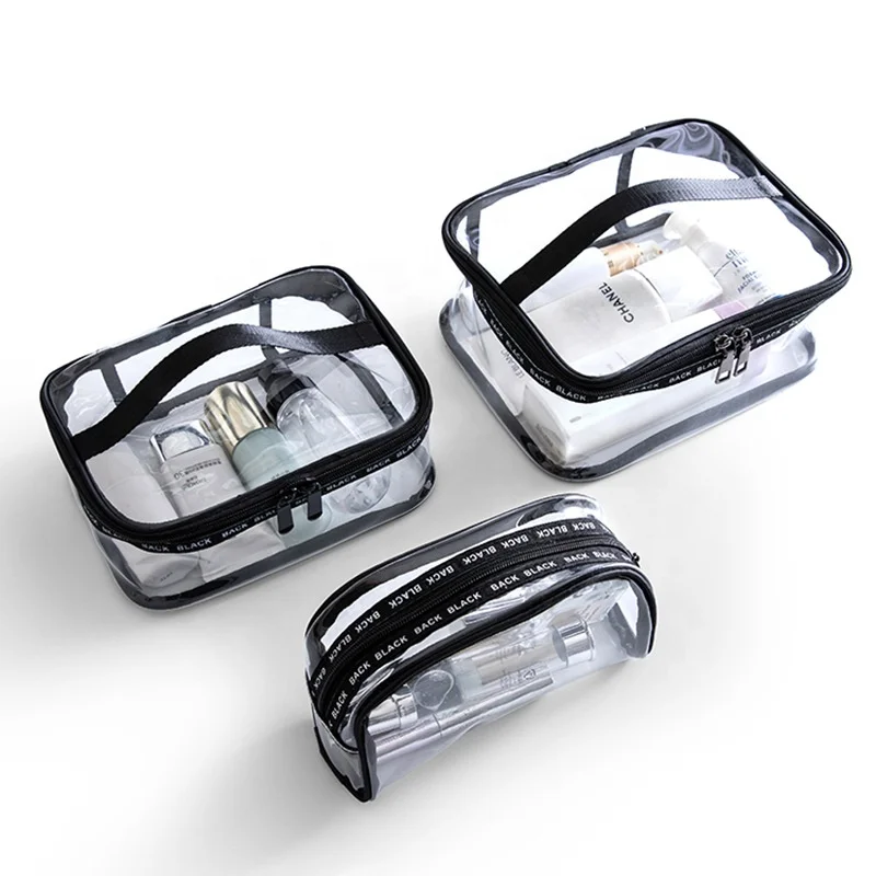 Eco-friendly Simple Portable PVC Transparent Cosmetic Bag Clear Makeup Bag Unisex Skin Care Product Storage Bag
