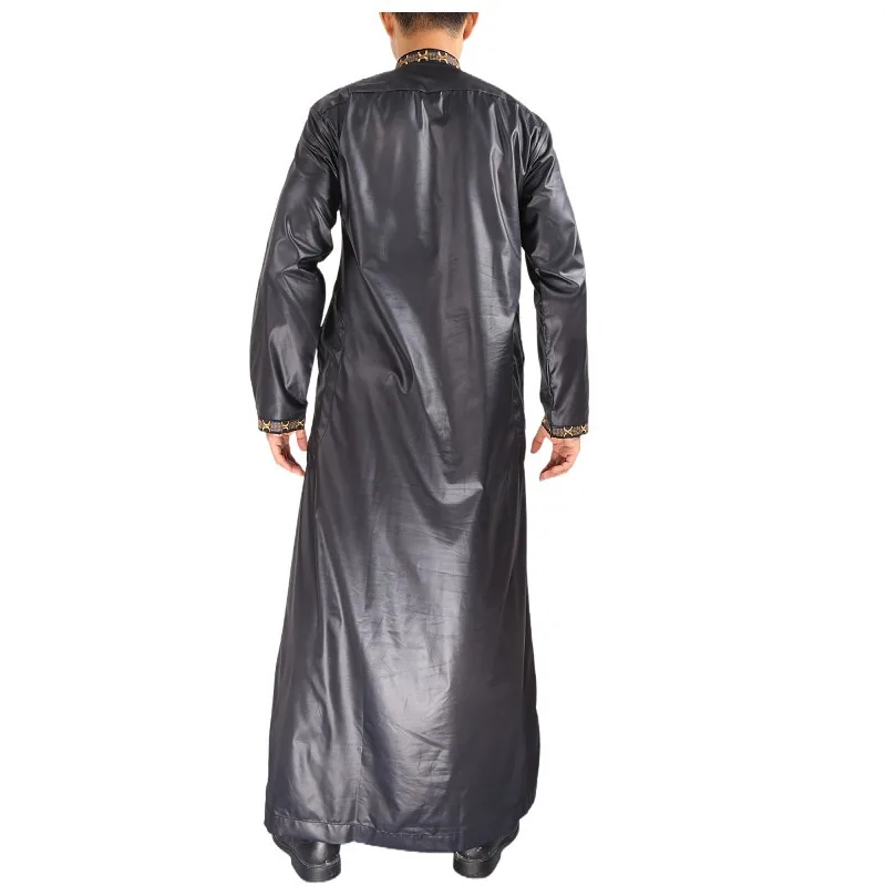 2022 New Qatar Dubai Embroidered Muslim Robe Zipper Version Leader Floret Arab Men Abaya Wholesale Custom