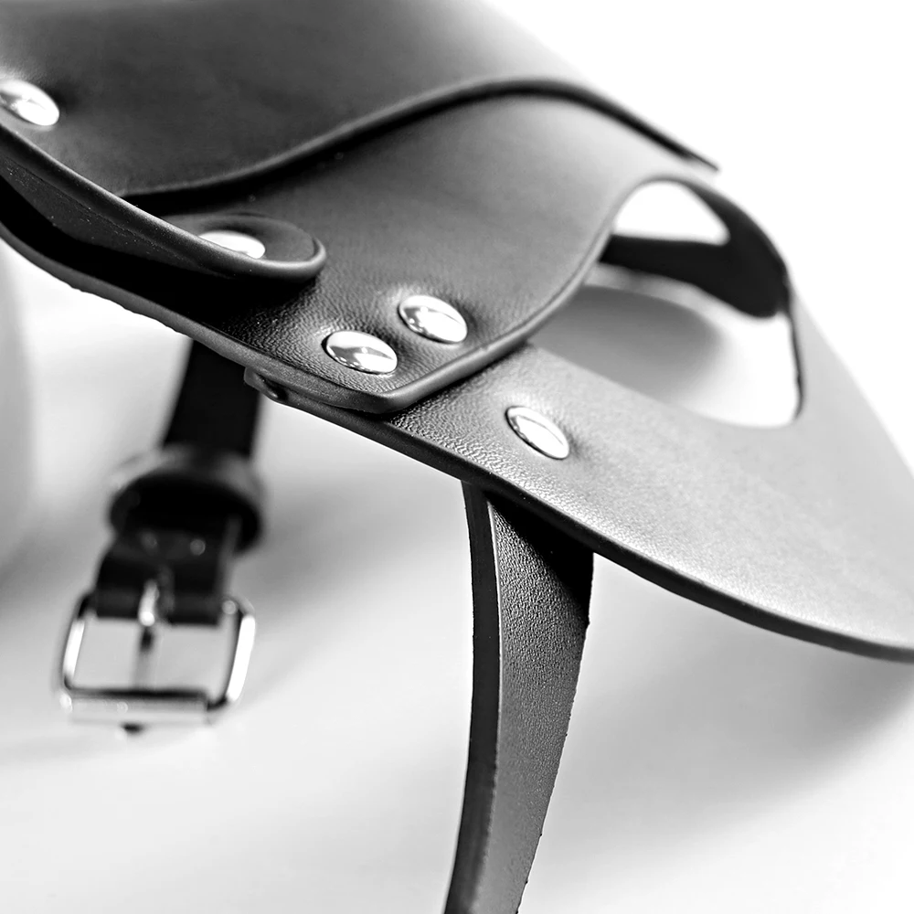 Half Eyes Cosplay Mask Face Cat Leather Harness Mask  Women Leather Fun Cat Mask Black Halloween