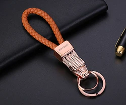 Wholesale New York Trendy Double Loops Keychain Pants Waist Belt Leather Loop Key Chain with LED Lights